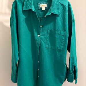 Maeve Teal Casual Button Down Shirt